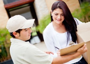 Woman receiving a package